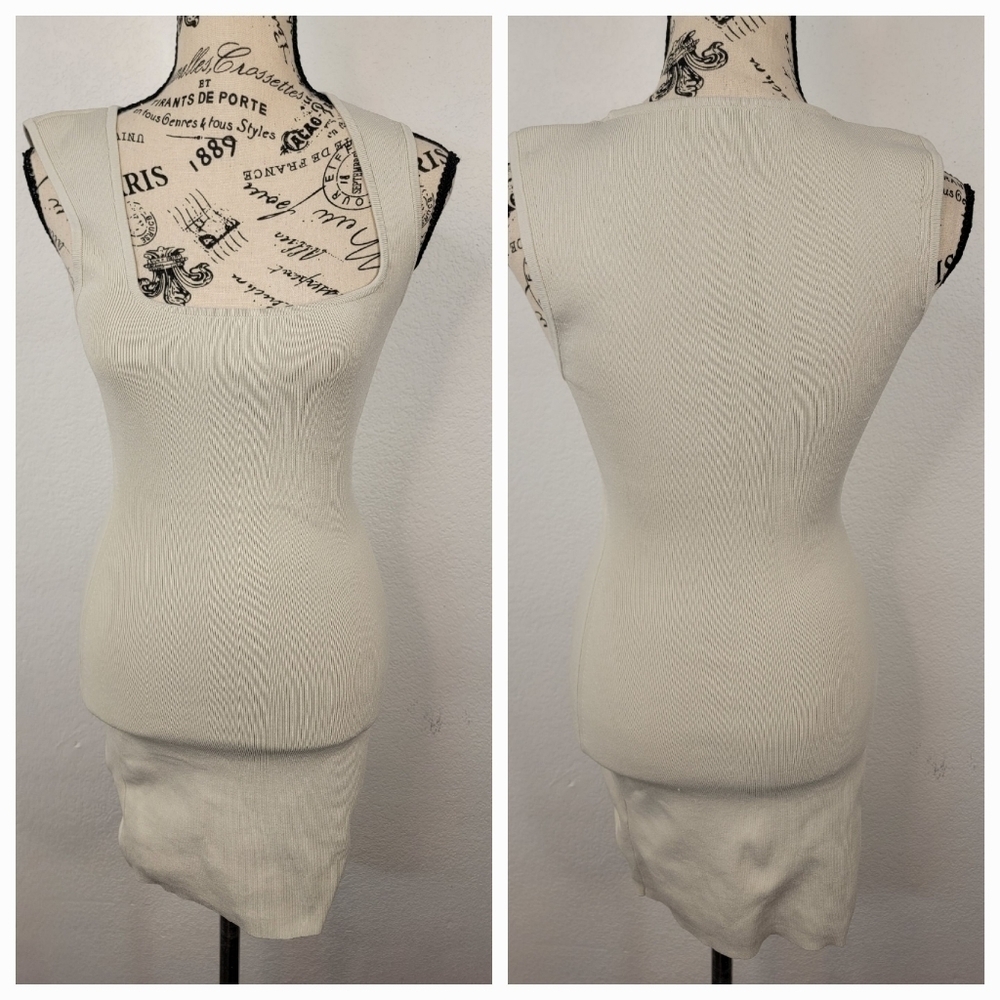 Aritzia Babaton Mini Bodycon Dress XS Sculp Square Neck Ribbed